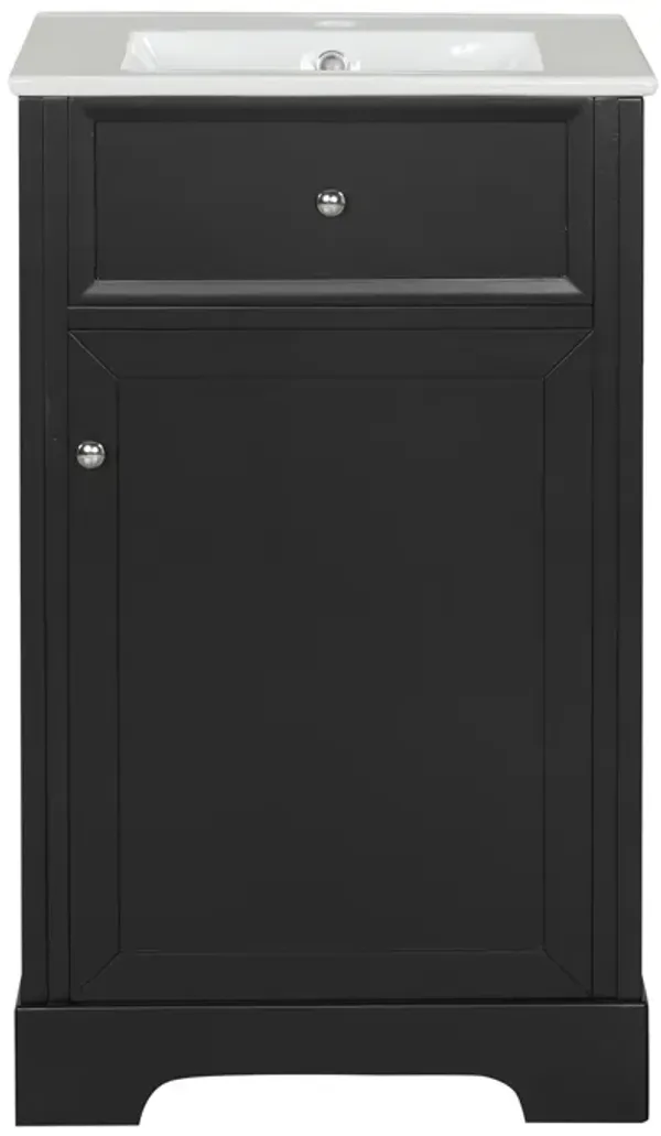 Whisen Minimalist Bathroom Vanity with Sink, Bathroom Cabinet with Soft Closing Door, Storage Rack and Adjustable Shelf - Black