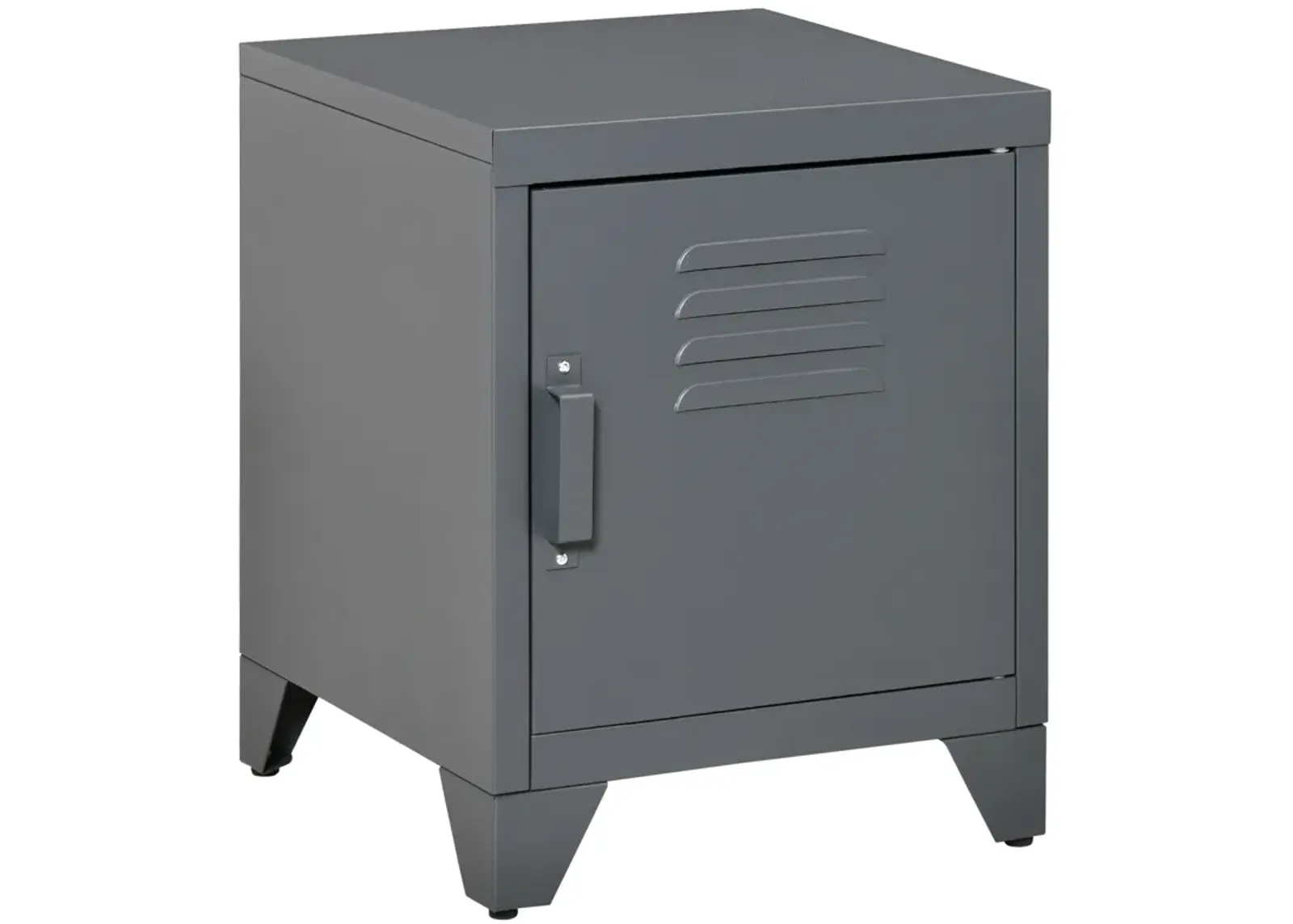 HOMCOM Industrial End Table, Living Room Side Table with Locker-Style Door and Adjustable Shelf, Grey