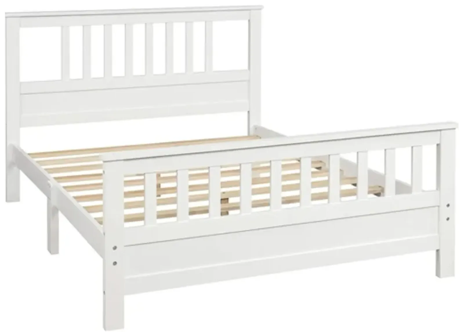 Hivvago White Pine Wood Slatted Platform Headboard Footboard Full Size Bed