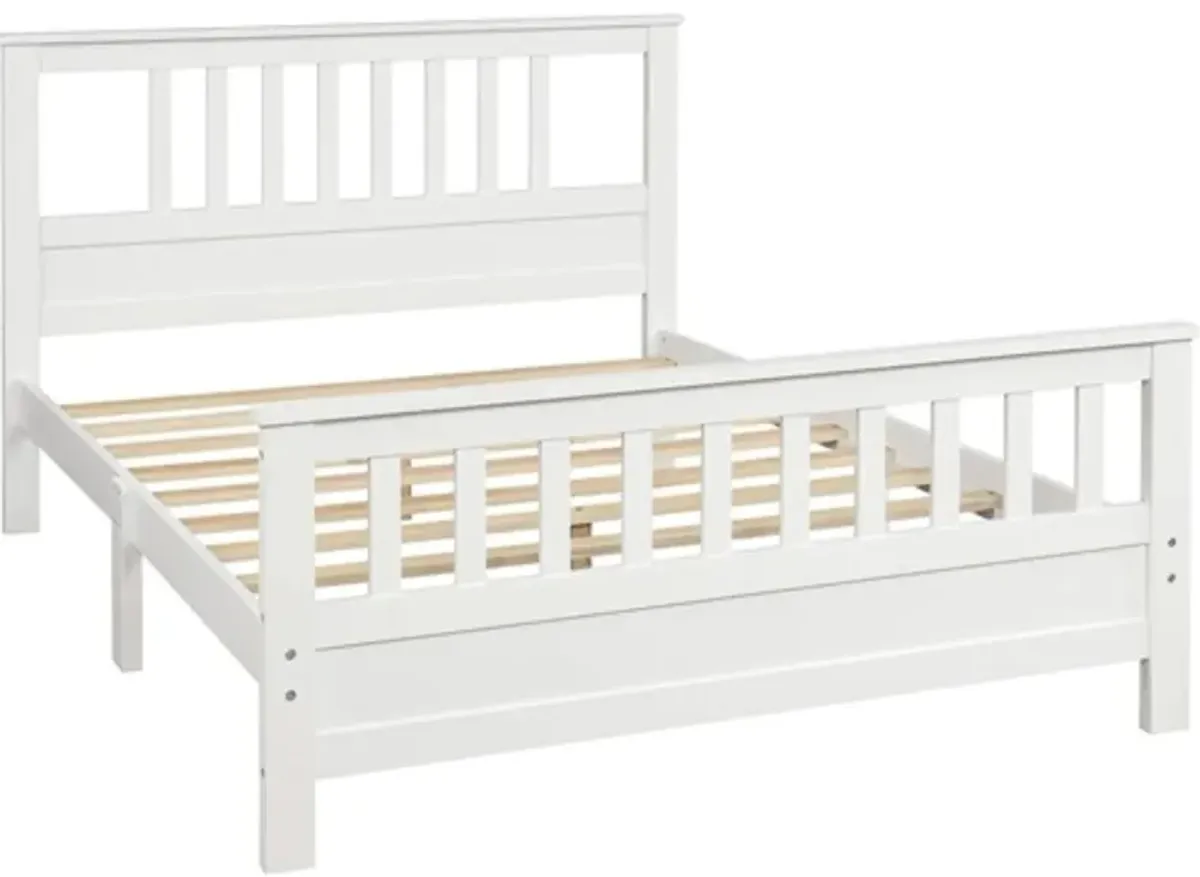 Hivvago White Pine Wood Slatted Platform Headboard Footboard Full Size Bed