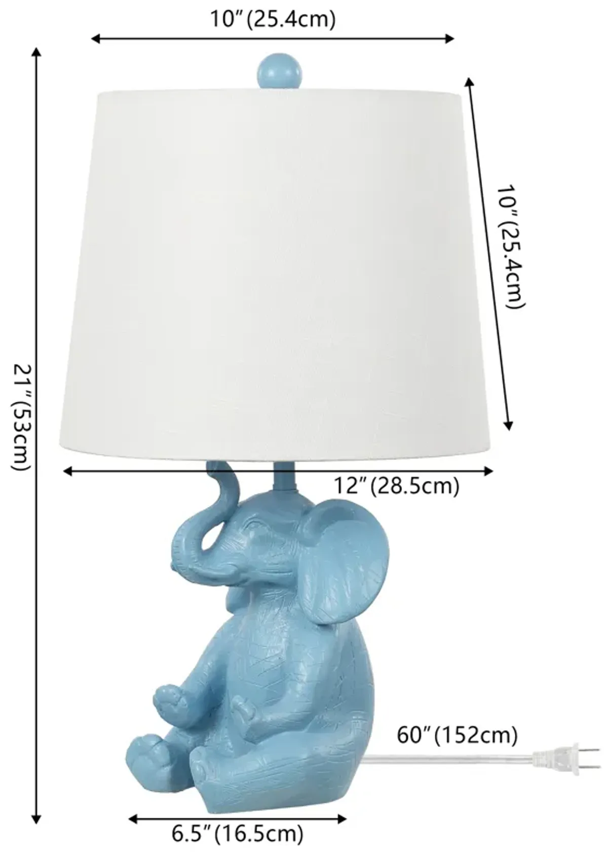 Kairi Modern Shabby Chic Resin/Iron Happy Elephant LED Kids' Table Lamp with Phone Stand