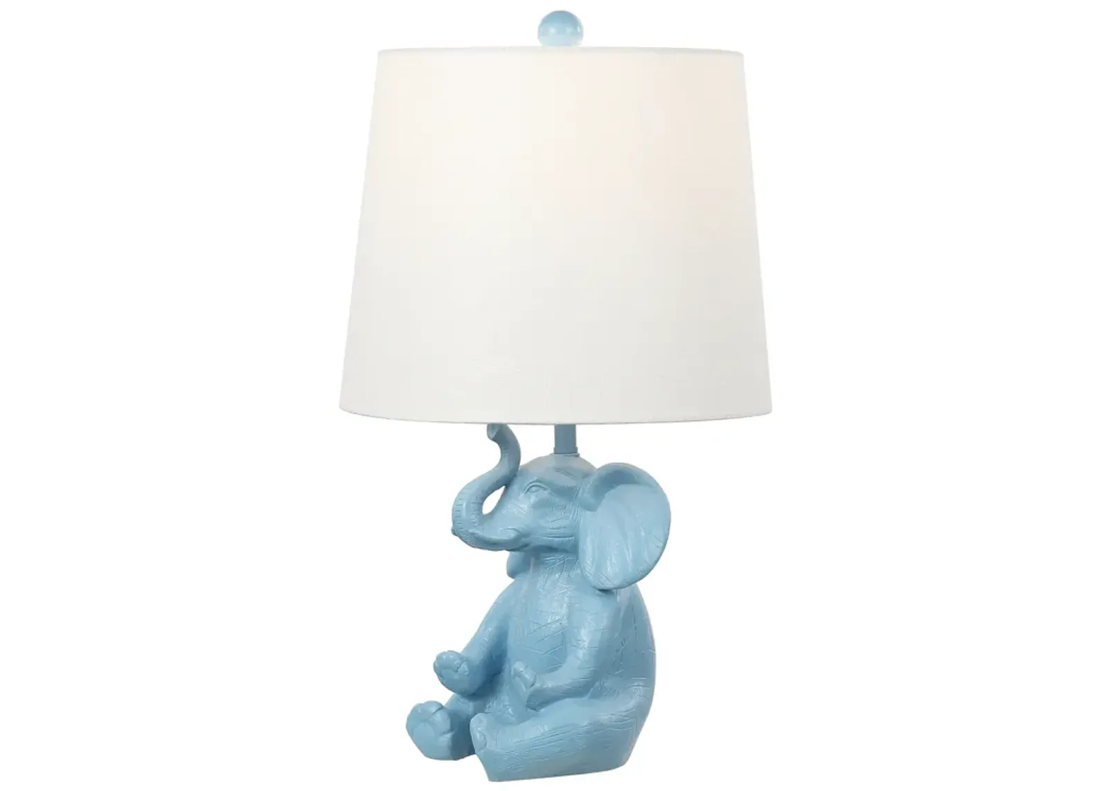 Kairi 21" Modern Shabby Chic Resin/Iron Happy Elephant LED Kids' Table Lamp with Phone Stand, Blue