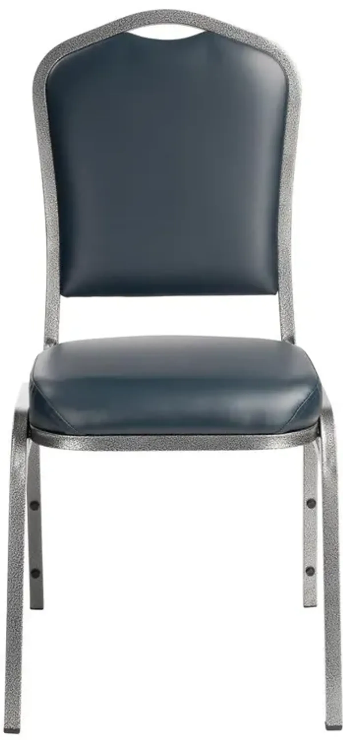 NPS® 9300 Series Deluxe Vinyl Upholstered Stack Chair, Midnight Blue Seat/Silvervein Frame