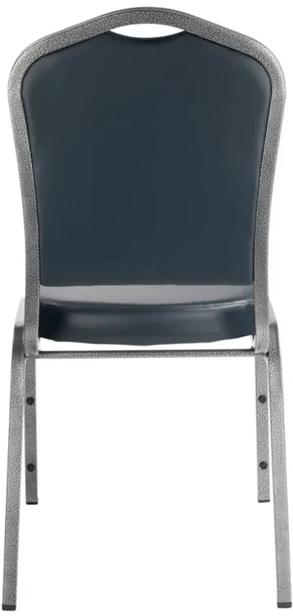 NPS® 9300 Series Deluxe Vinyl Upholstered Stack Chair, Midnight Blue Seat/Silvervein Frame