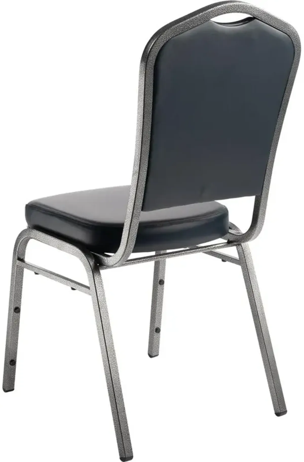 NPS® 9300 Series Deluxe Vinyl Upholstered Stack Chair, Midnight Blue Seat/Silvervein Frame