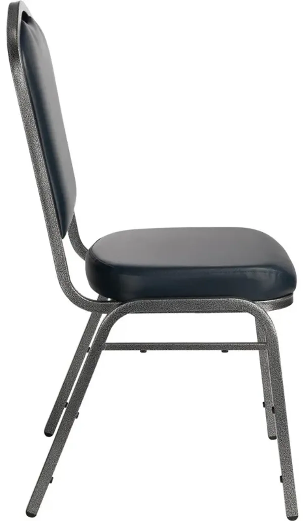 NPS® 9300 Series Deluxe Vinyl Upholstered Stack Chair, Midnight Blue Seat/Silvervein Frame