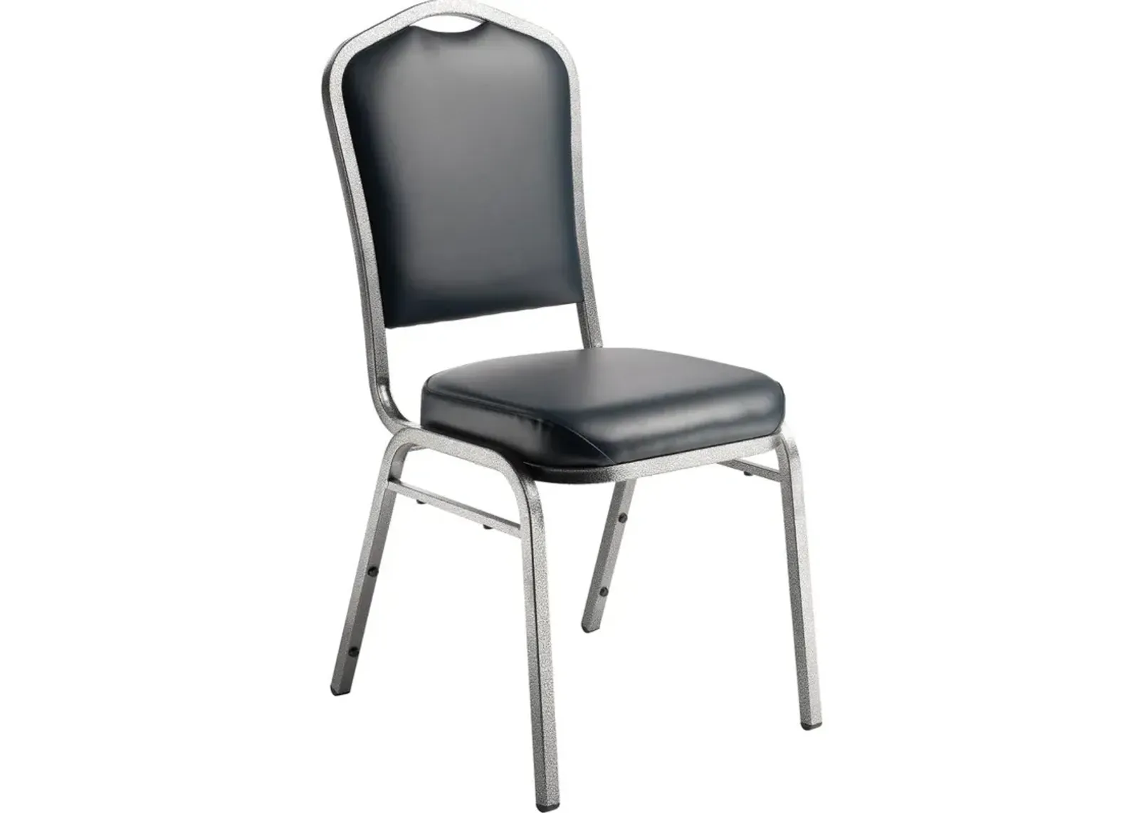 NPS® 9300 Series Deluxe Vinyl Upholstered Stack Chair, Midnight Blue Seat/Silvervein Frame