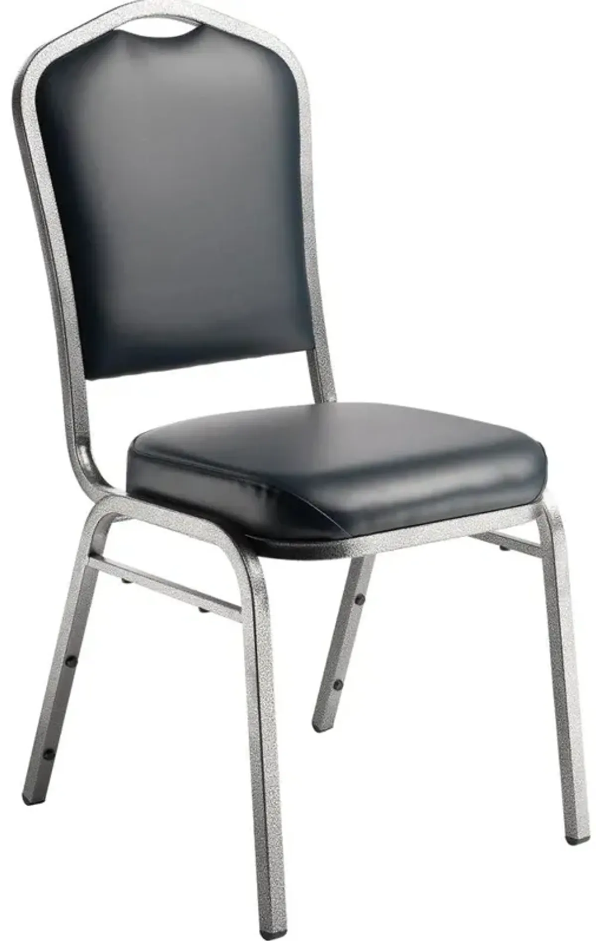 NPS® 9300 Series Deluxe Vinyl Upholstered Stack Chair, Midnight Blue Seat/Silvervein Frame