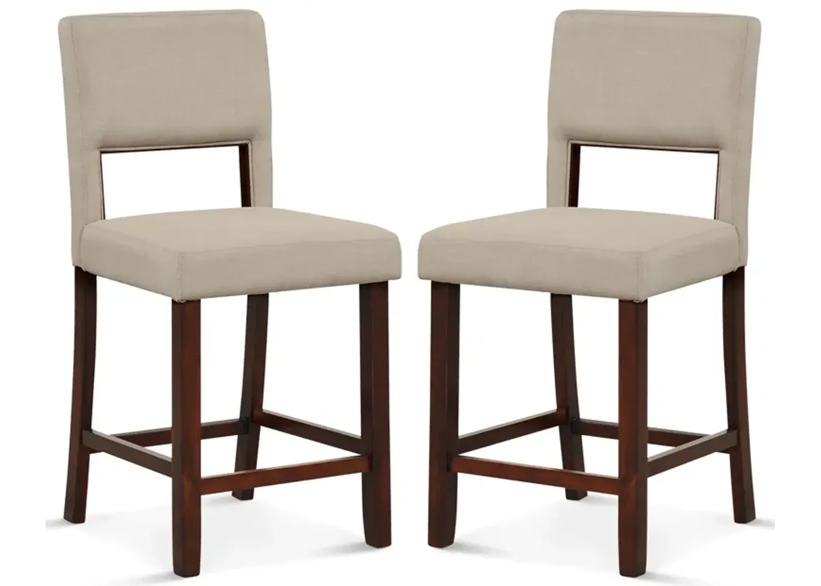 2 Piece Bar Chair Set with Hollowed Back and Rubber Wood Legs