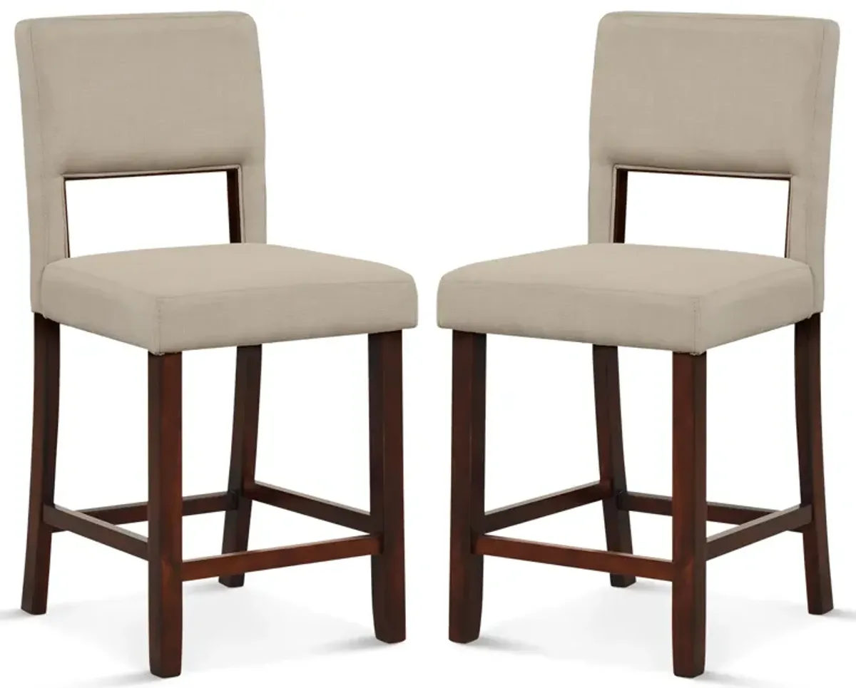 2 Piece Bar Chair Set with Hollowed Back and Rubber Wood Legs