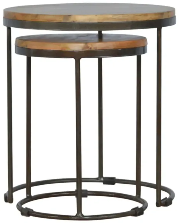 End Table Set of 2 with Iron Base