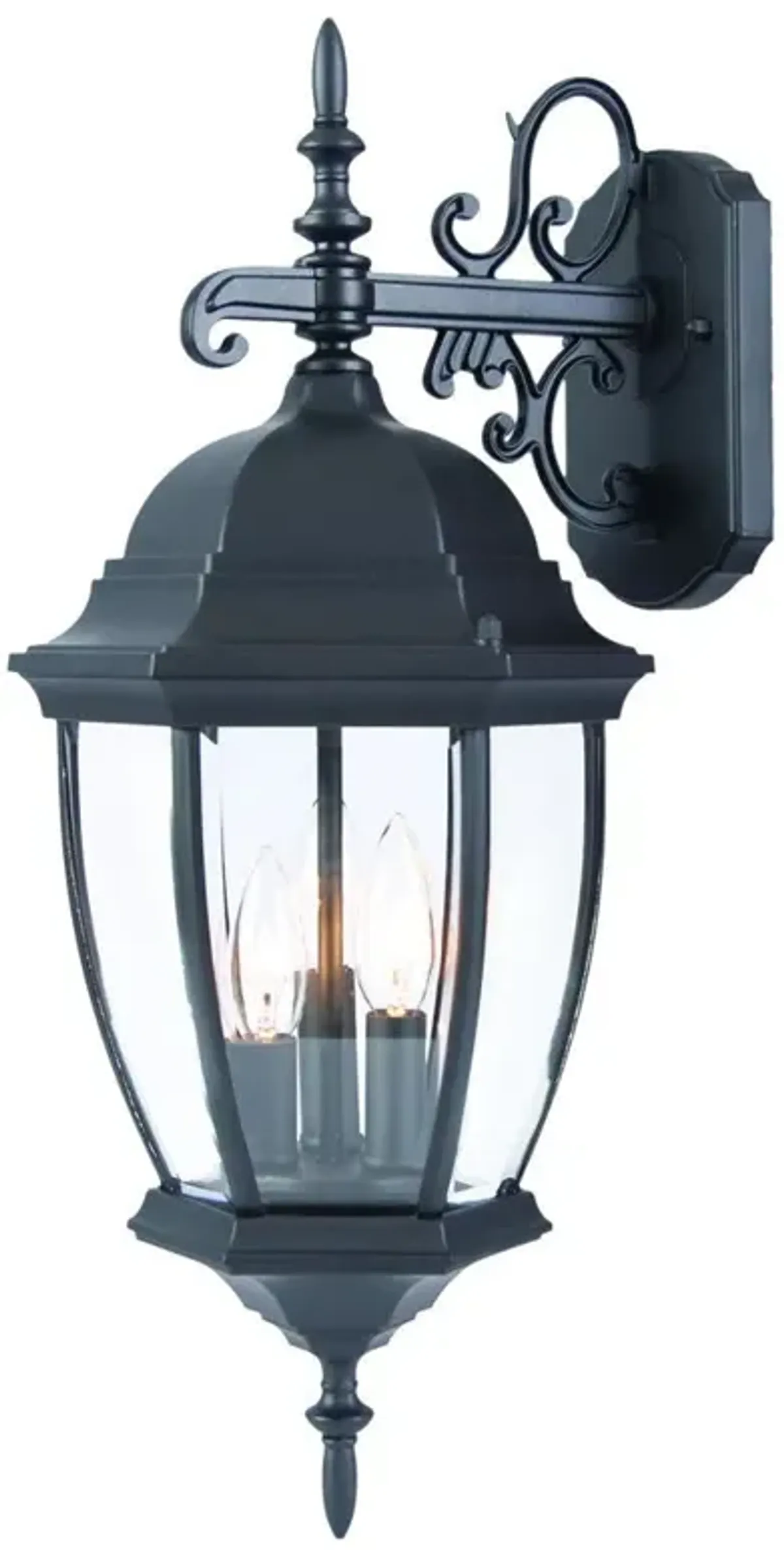 Homezia Matte Black Hanging Ornamental Lantern Wall Light