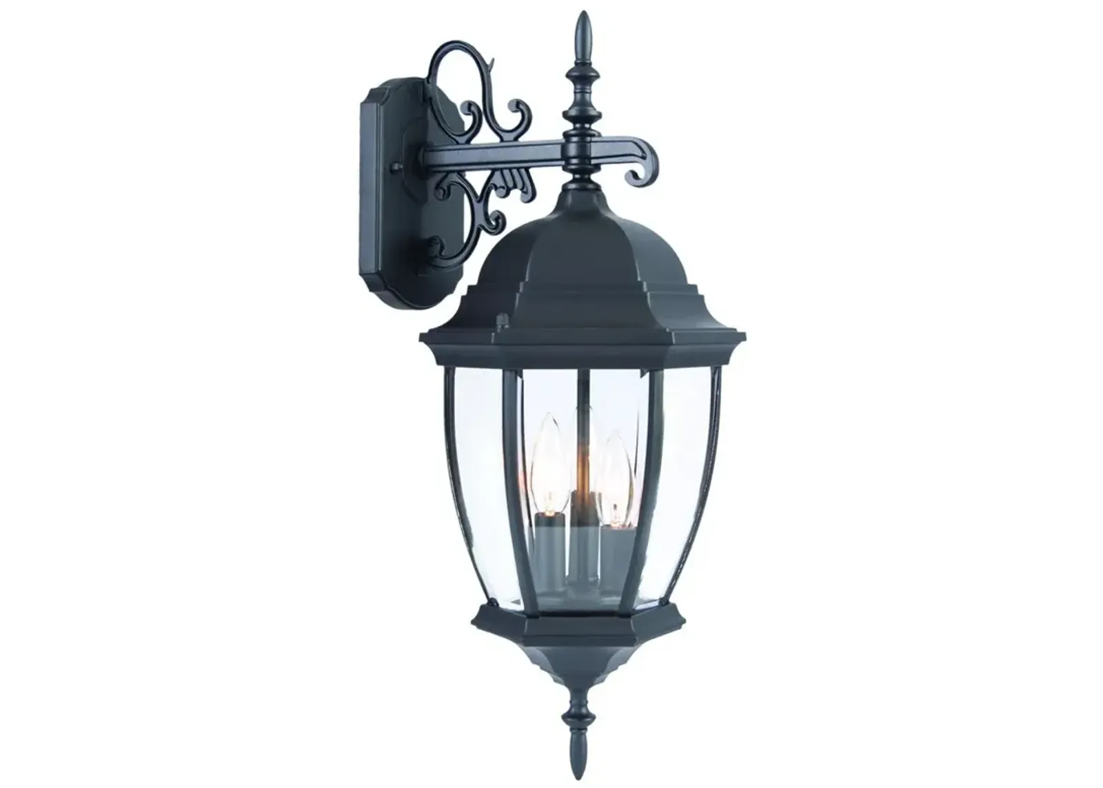 Homezia Matte Black Hanging Ornamental Lantern Wall Light