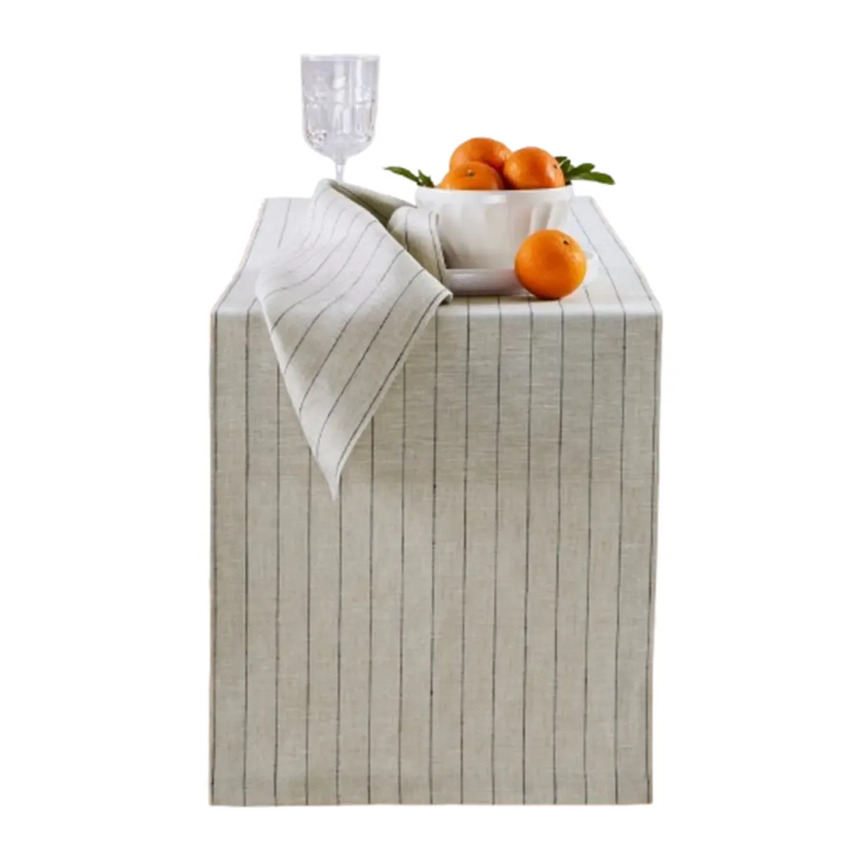 Solino Home 100% Pure Linen Table Runner | Pinstripe