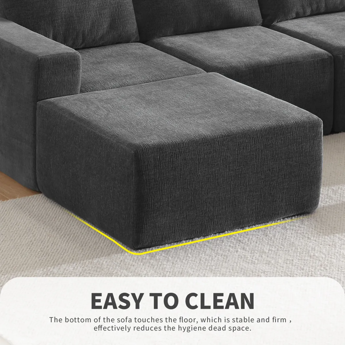 MONDAWE Modular U Shaped Sectional Sofa,Luxury Chenille Floor Couch Set,Upholstered Indoor Furniture,Foam-Filled Sleeper Sofa Bed