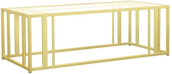 Adri Rectangular Glass Top Coffee Table Matte Brass