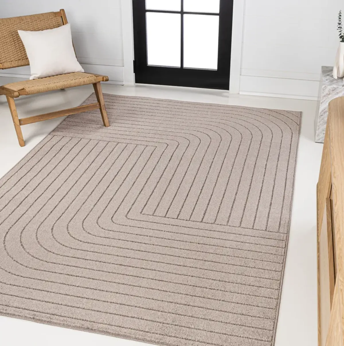 Odense High-Low Minimalist Angle Geometric Indoor/Outdoor Area Rug