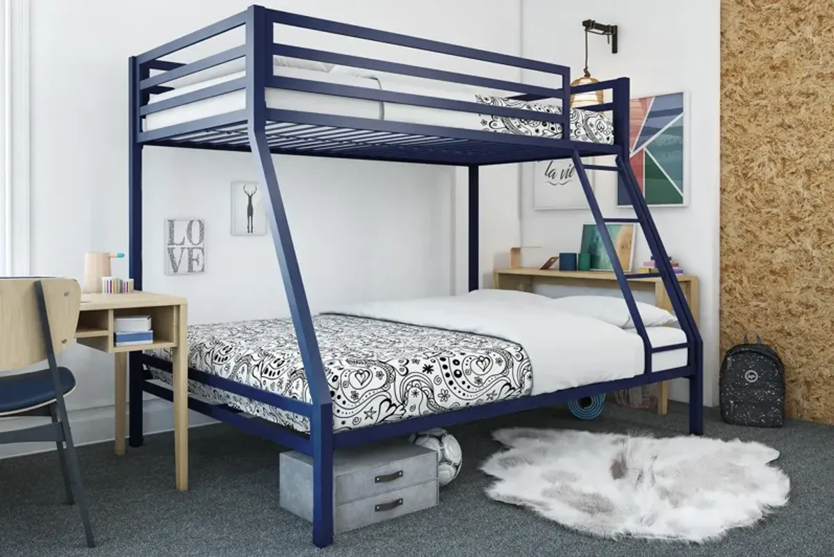 Mainstays Premium Twin over Full Metal Bunk Bed, Blue