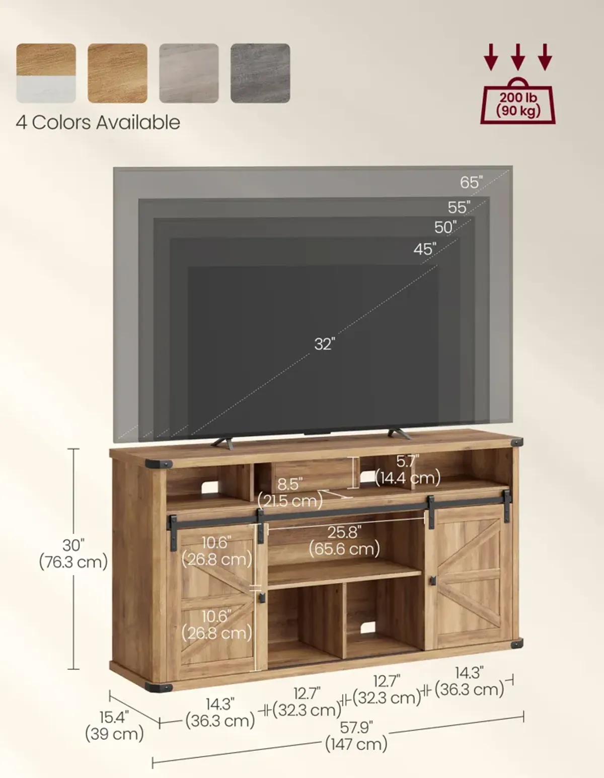 30" High TV Stand for TVs up to 75 Inches