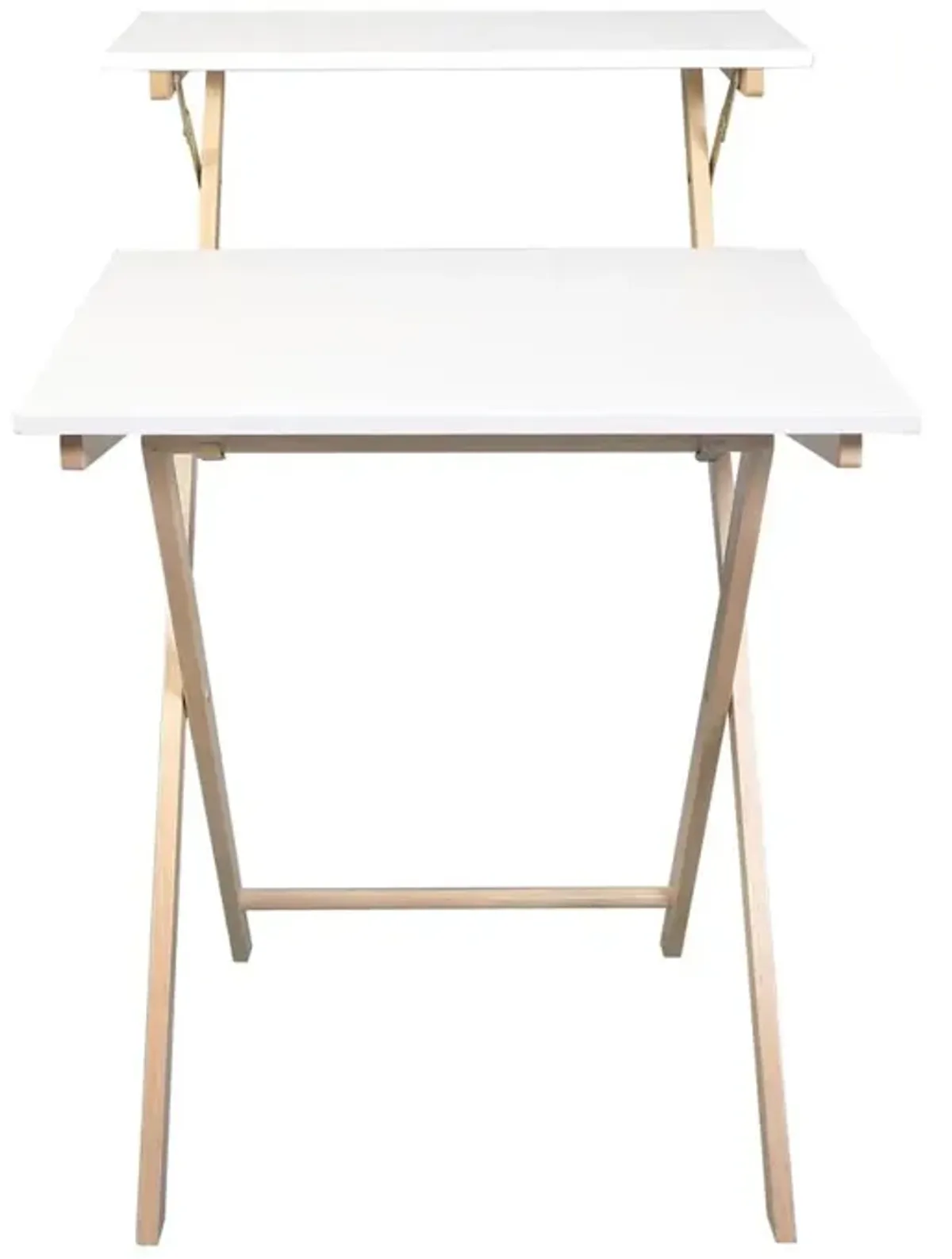 Solid Wood 2-tier Folding Laptop Working Desk