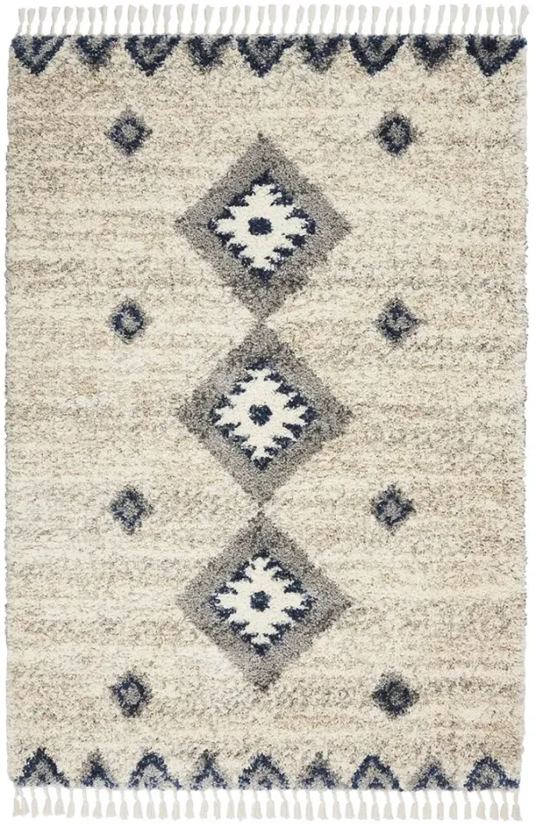 Oslo Shag OSL03 Ivory/Blue 5'3" x 7'9" Rug