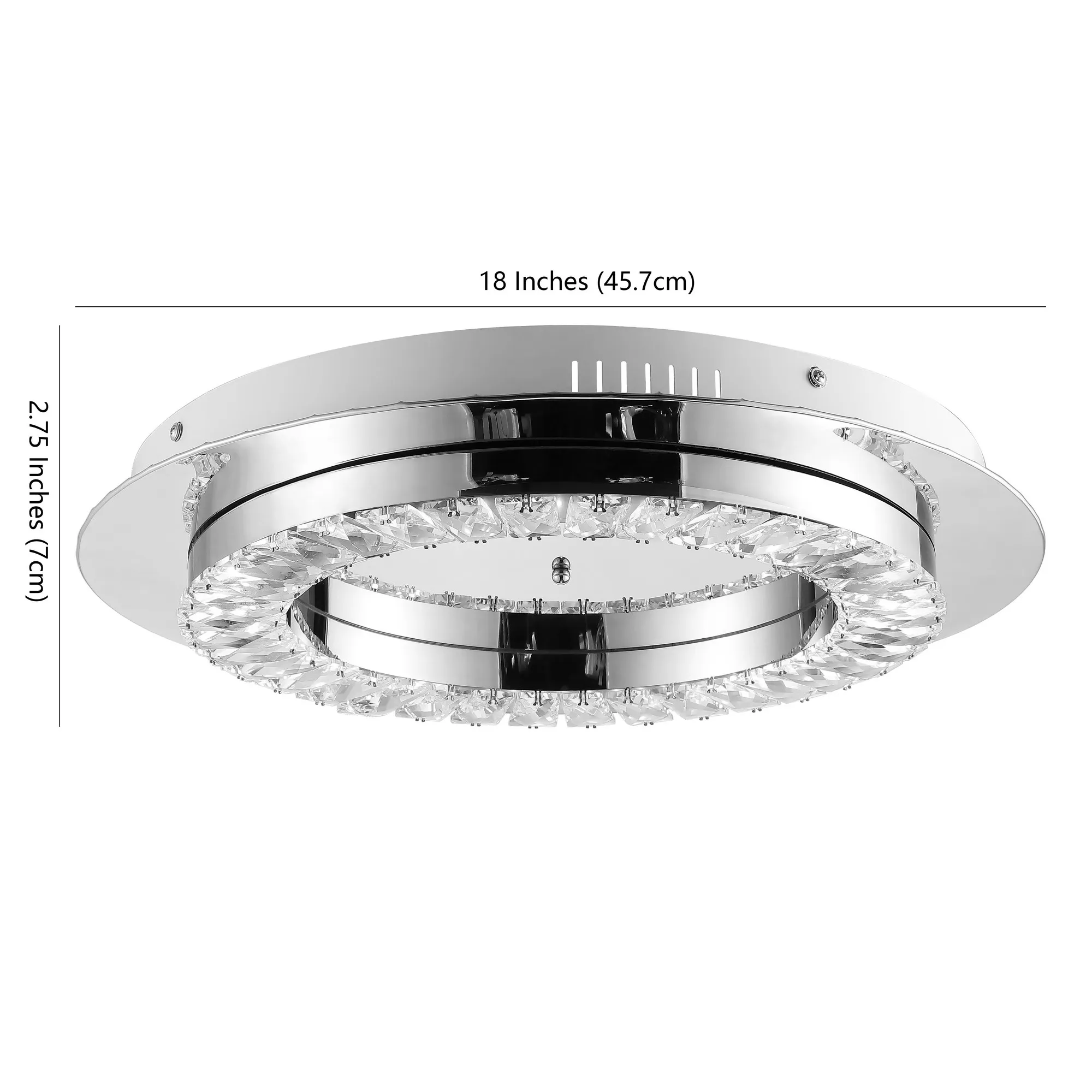 Cristal 18" Integrated Iron/Crystal Glam LED Flush Mount, Chrome/Clear