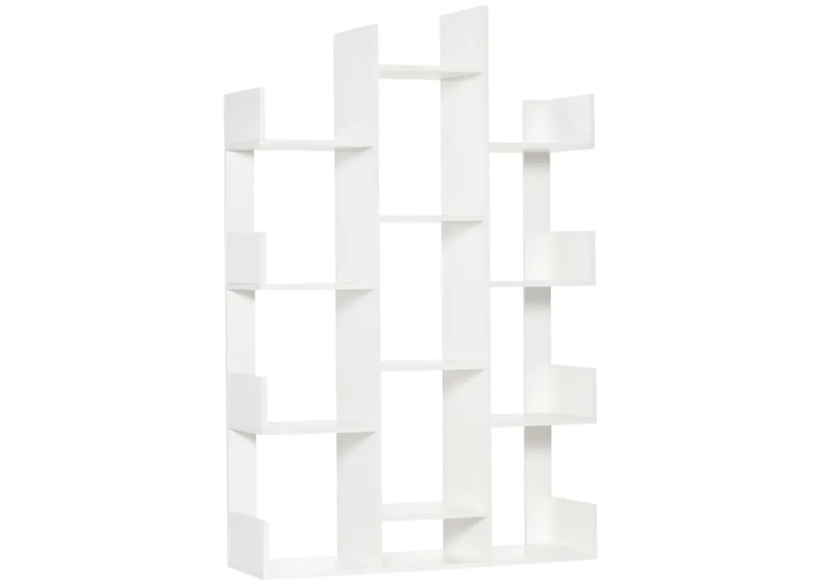 White Book Display: Modern 13-Shelf Tree Bookcase for Living Spaces