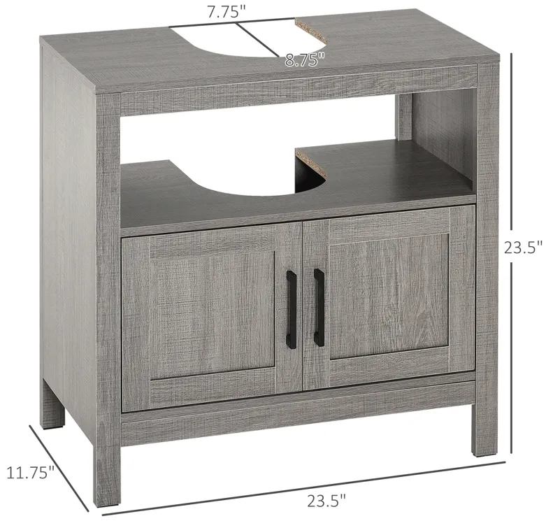 Gray Bathroom Vanity: Under Sink Storage Cabinet with 2 Doors & Shelf