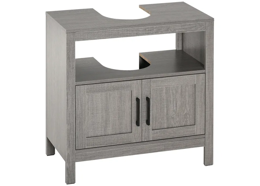 Gray Bathroom Vanity: Under Sink Storage Cabinet with 2 Doors & Shelf