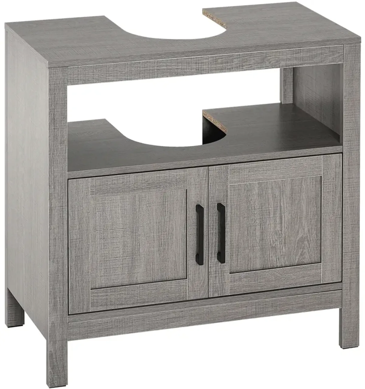 Gray Bathroom Vanity: Under Sink Storage Cabinet with 2 Doors & Shelf