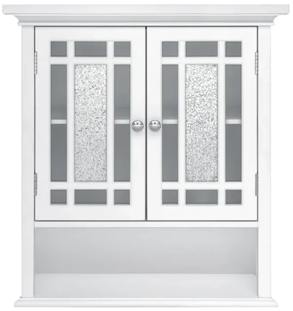 Teamson Home Windsor Removable Wooden Wall Cabinet with Glass Mosaic Doors- White