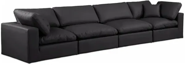 Meridian Furniture Comfy Black Vegan Leather Modular Sofa