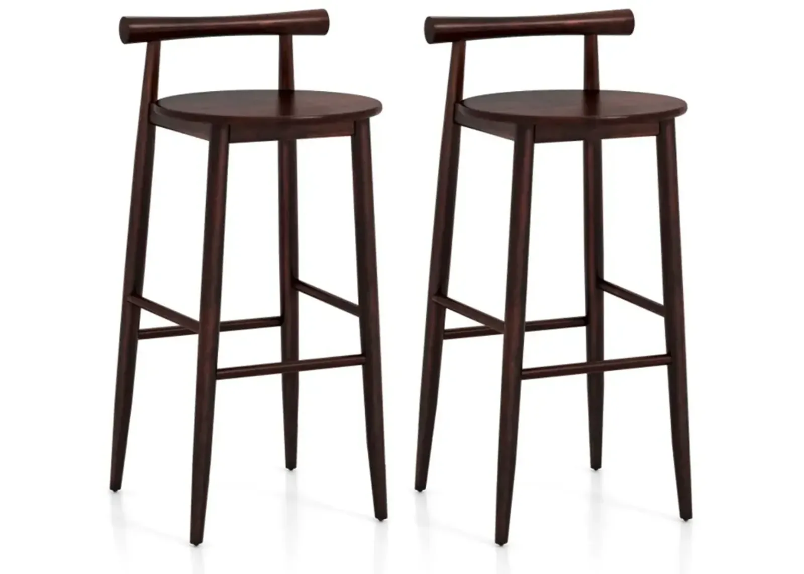 Hivvago Wooden Bar Chair Set of 2 with Backrest and Footrest for Home Restaurant Cafe