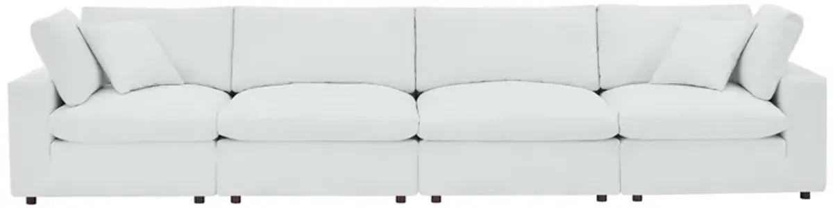 Commix Down Filled Overstuffed Vegan Leather 4-Seater Sofa