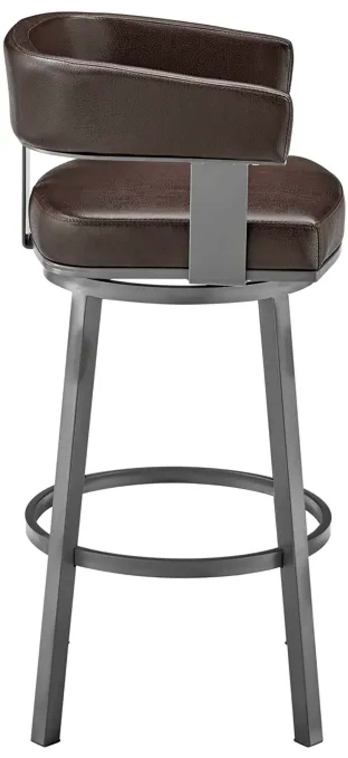 Lorin Bar Height Swivel Bar Stool in Java Brown Finish and Chocolate Faux Leather