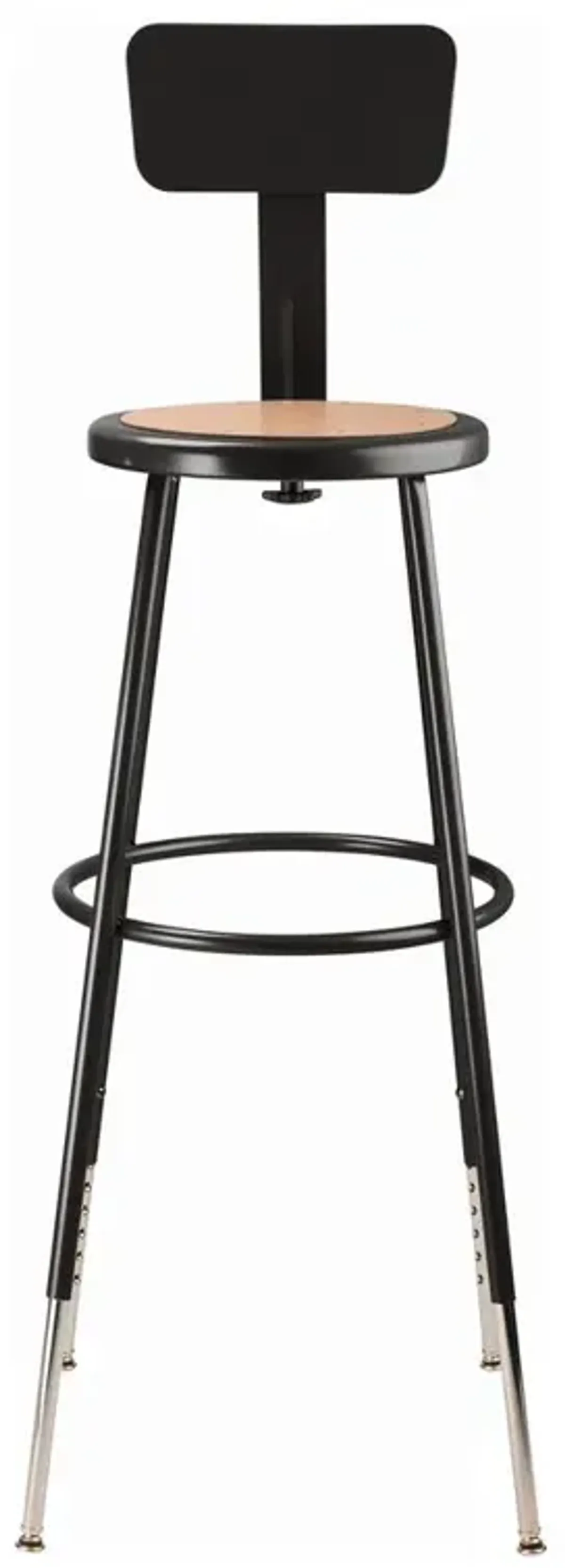 NPS® 32 -39" Height Adjustable Heavy Duty Steel Stool With Backrest, Black