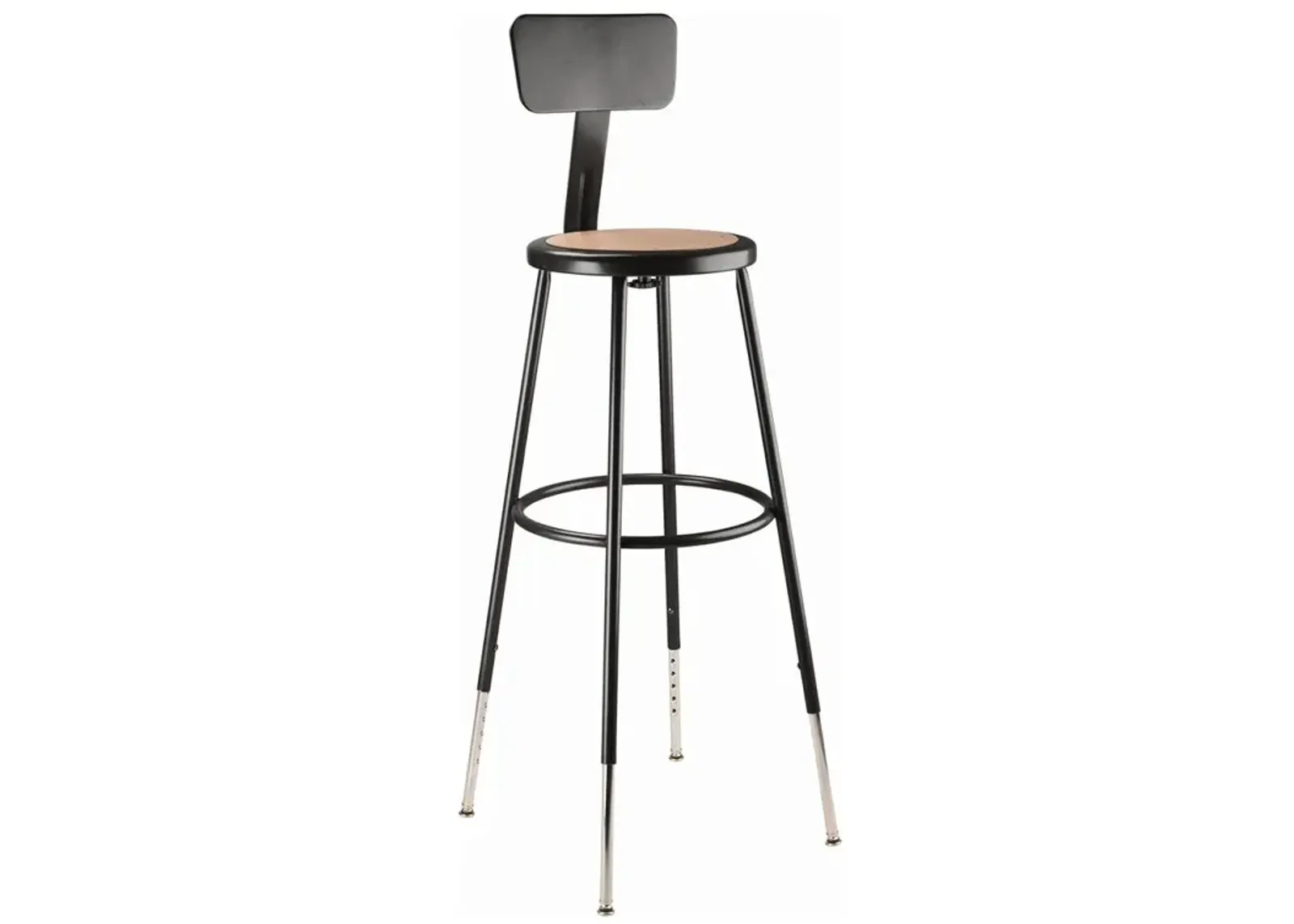 NPS® 32 -39" Height Adjustable Heavy Duty Steel Stool With Backrest, Black