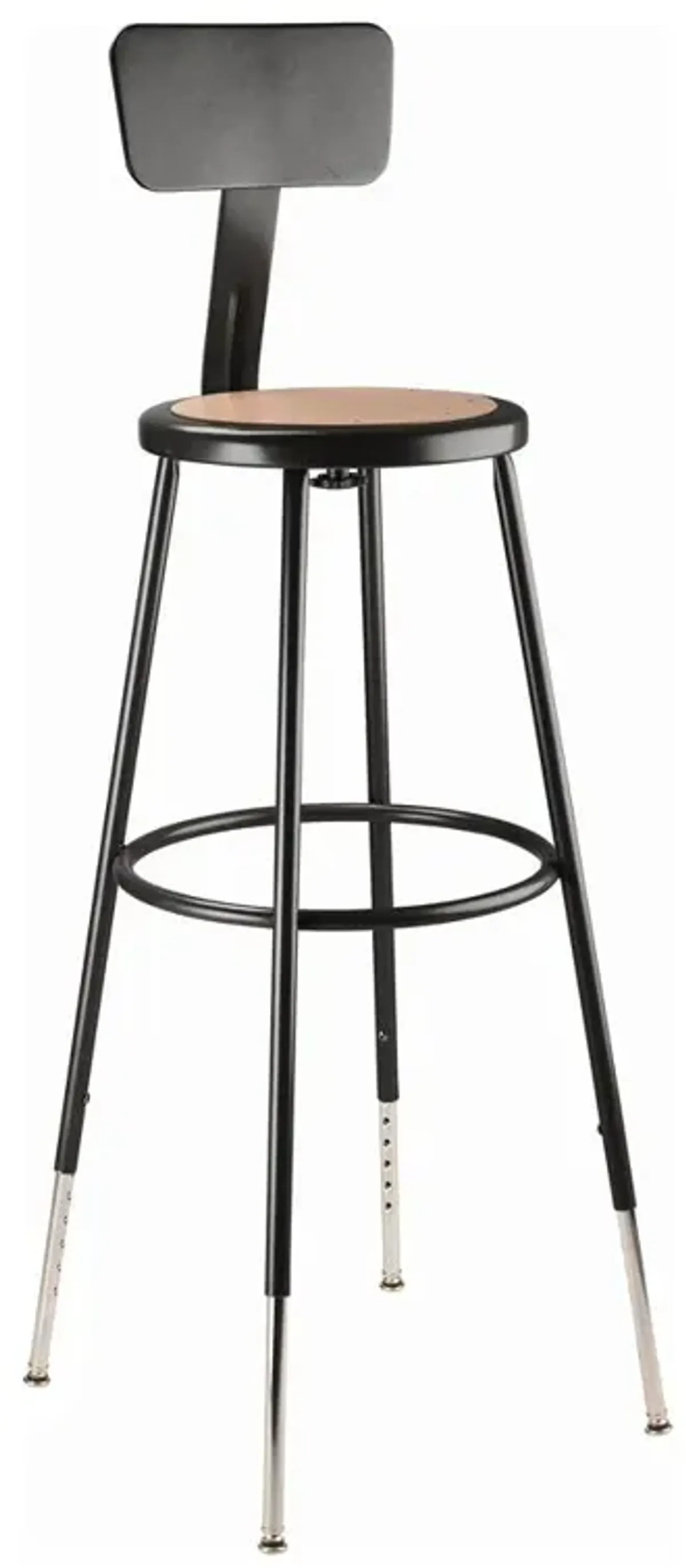 NPS® 32 -39" Height Adjustable Heavy Duty Steel Stool With Backrest, Black