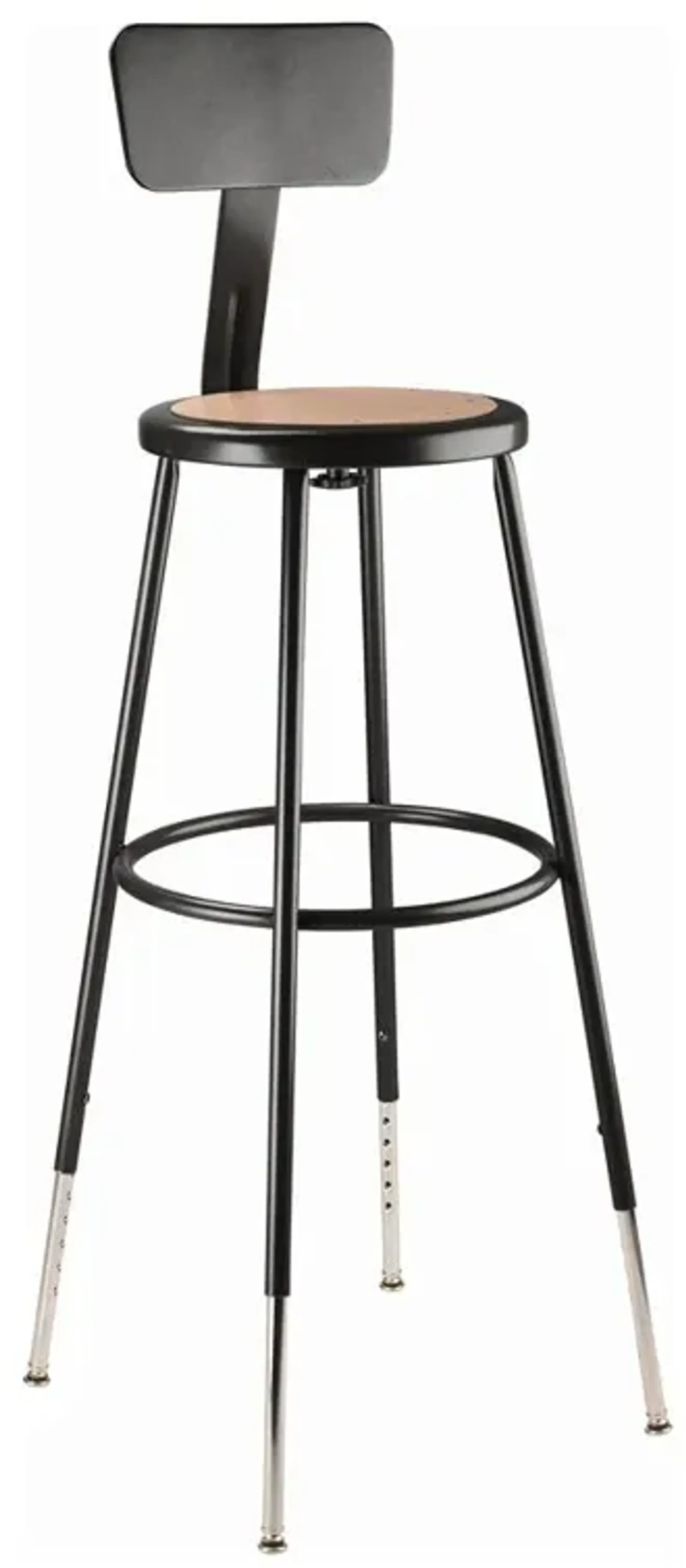 NPS® 32 -39" Height Adjustable Heavy Duty Steel Stool With Backrest, Black