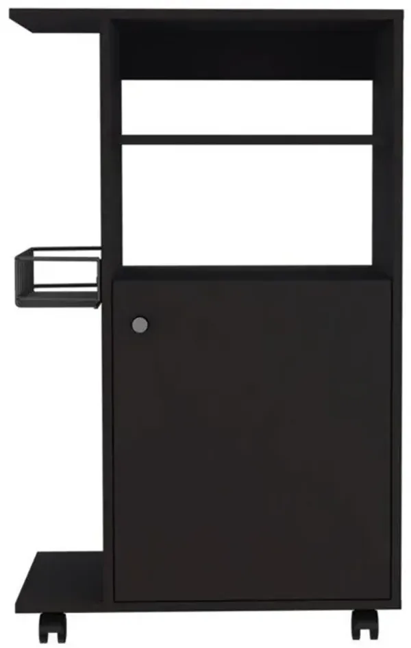 DEPOT E-SHOP Opal Kitchen Cart, Microwave Countertop, One-Door Cabinet, Four Caster Wheels- Black, For Living Room