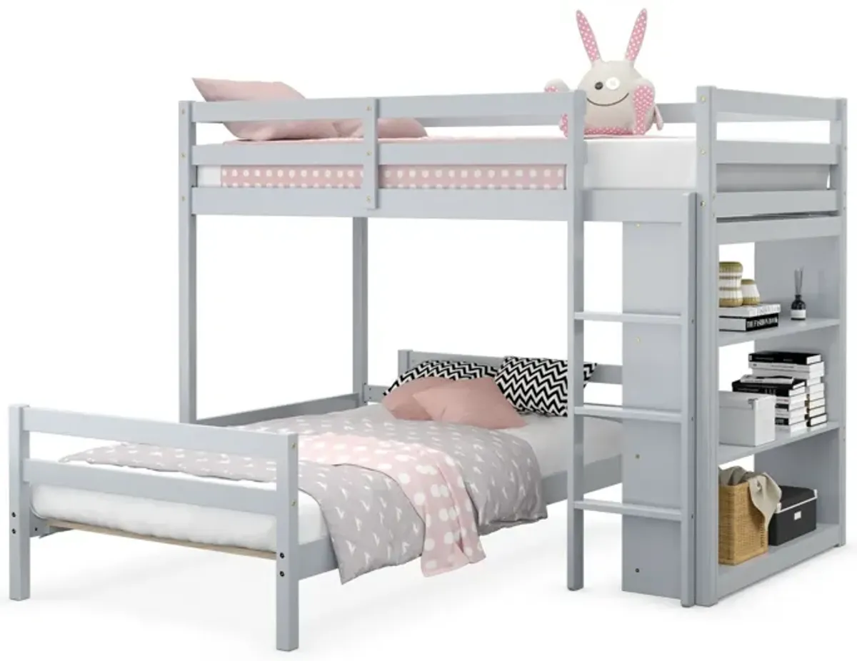 Twin Over Twin Loft Bunk Bed with Bookcase