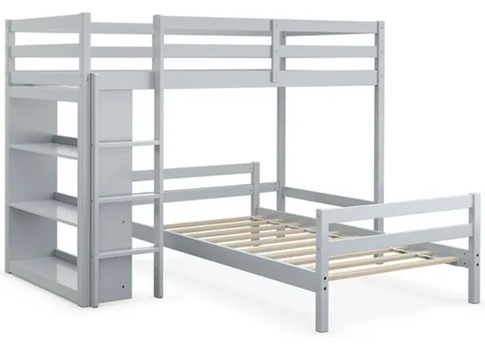 Twin Over Twin Loft Bunk Bed with Bookcase