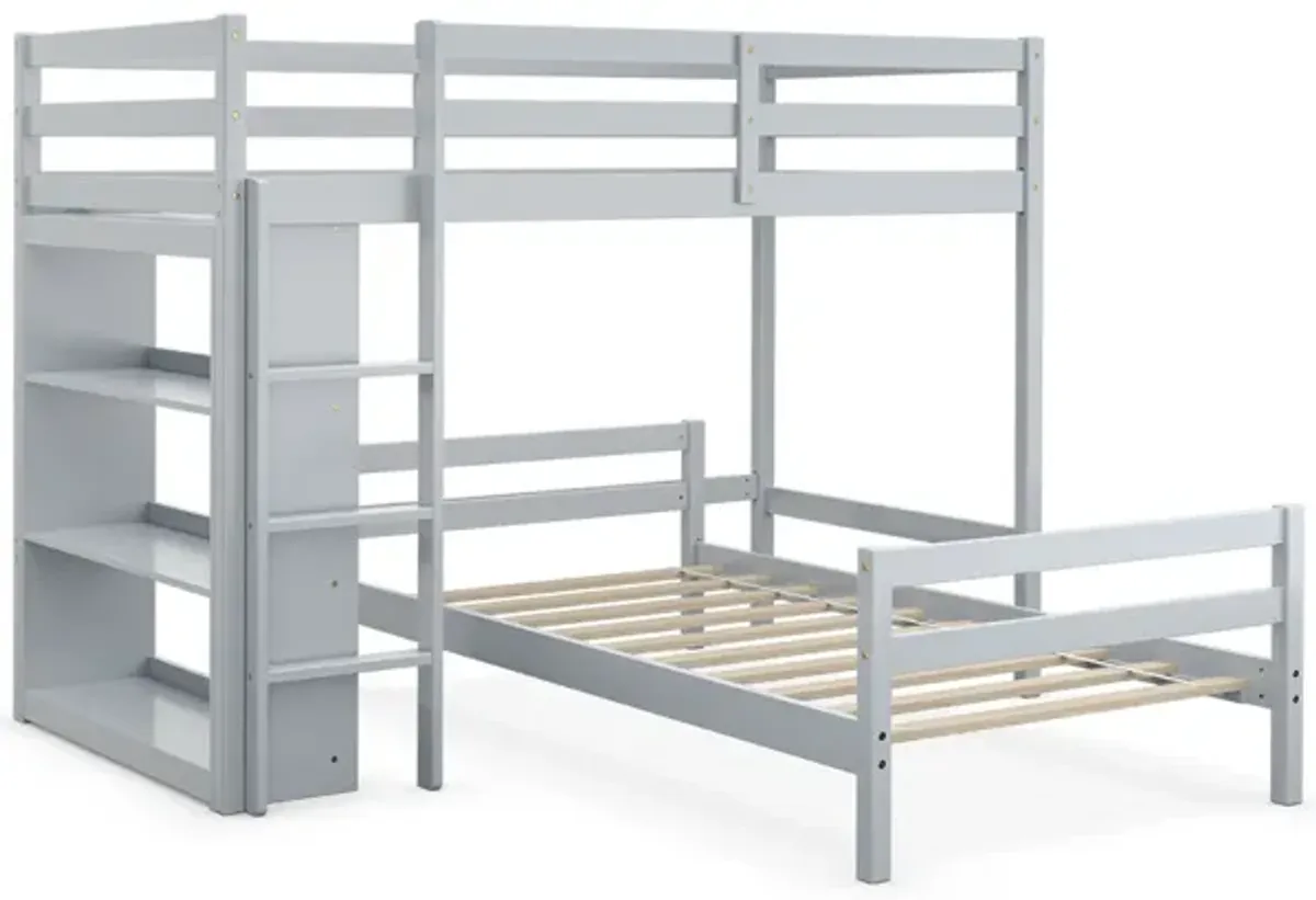 Twin Over Twin Loft Bunk Bed with Bookcase