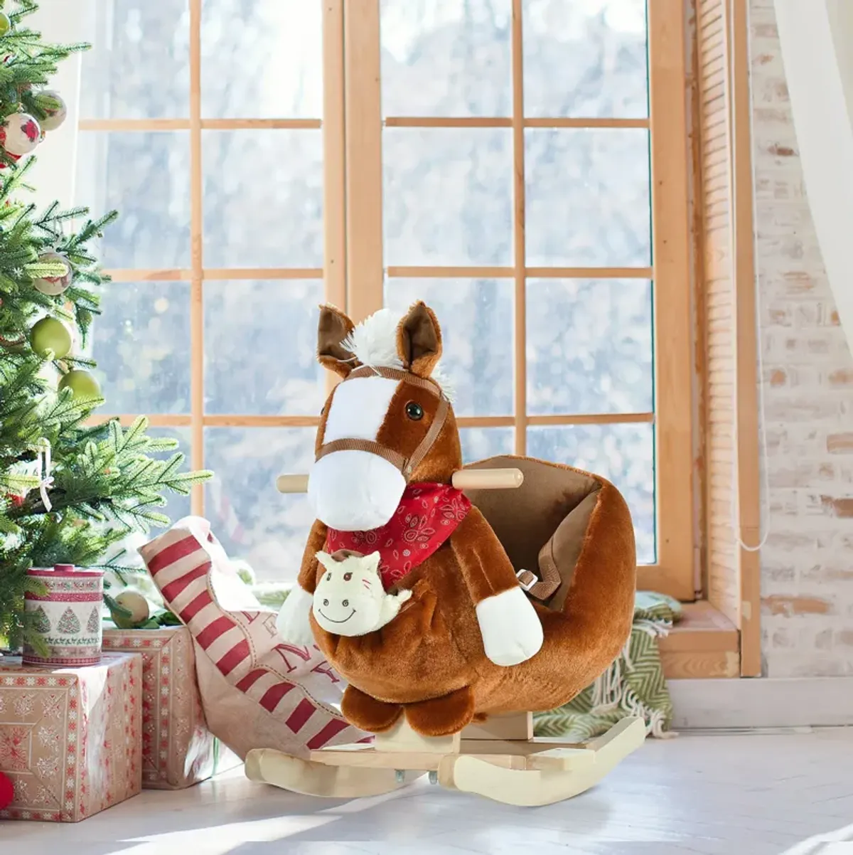 Brown Musical Pony: Plush Rocking Horse with Songs for 18-36 Months