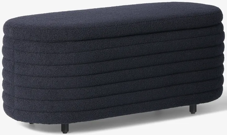 WestinTrends 42" Wide Mid-Century Modern Upholstered Teddy Sherpa Tufted Oval Storage Ottoman Bench