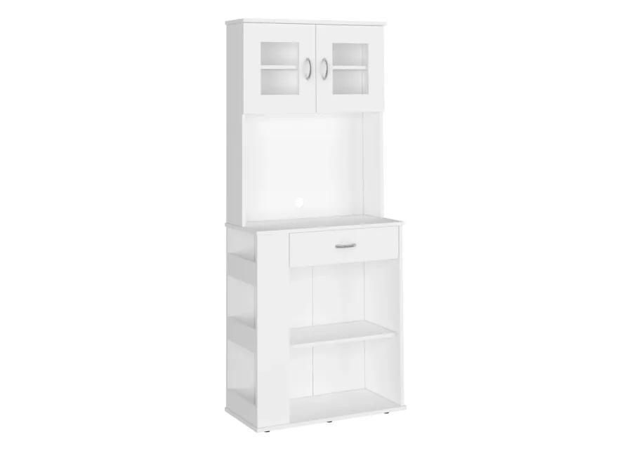 DEPOT E-SHOP Pantry Cabinet 67" H, Two Doors, One Drawer, Two Open Storage Shelves, Two Internal Shelves, Three Open Side Storage Shelves, White