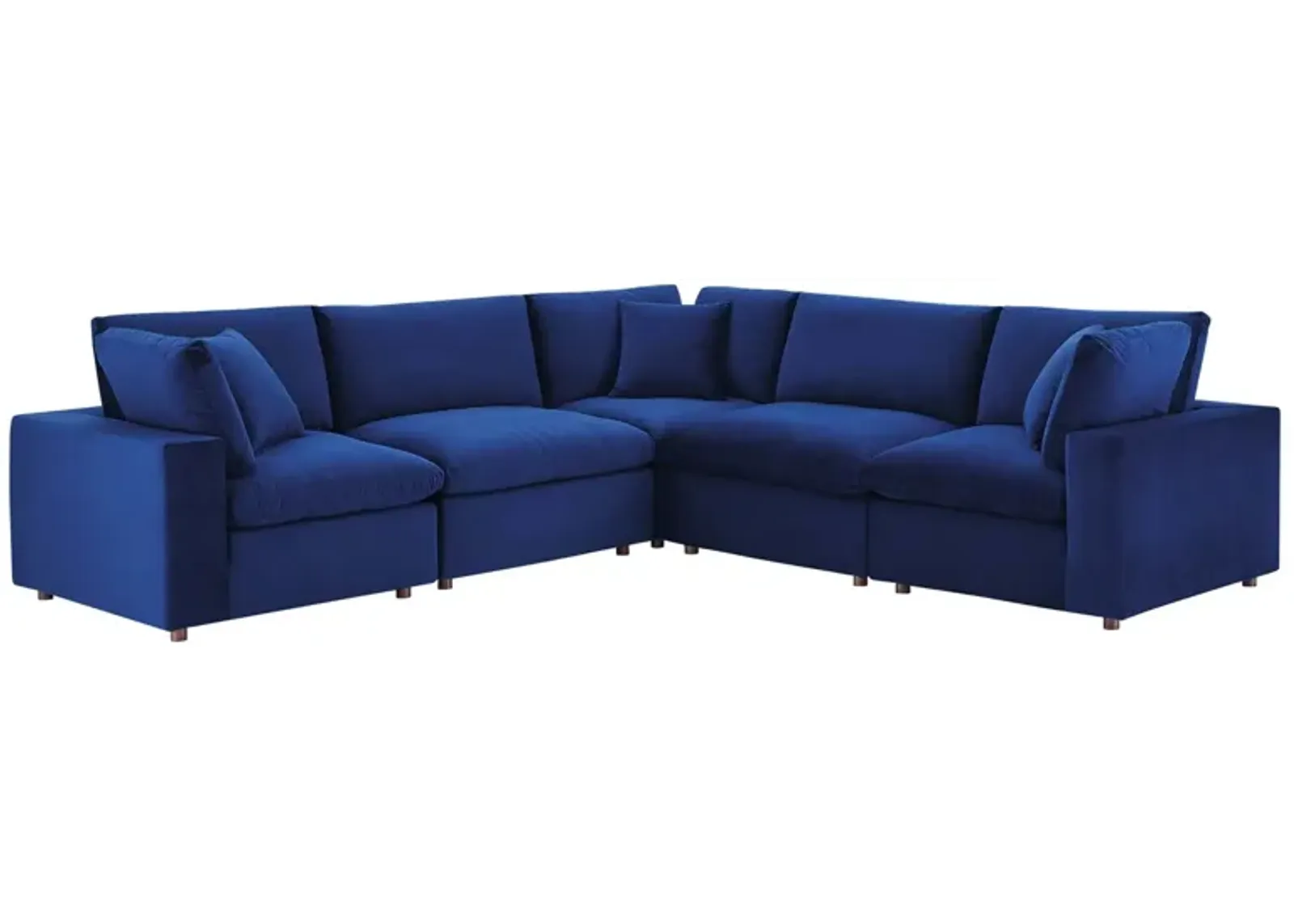 Commix Down Filled Overstuffed Performance Velvet 5-Piece Sectional Sofa