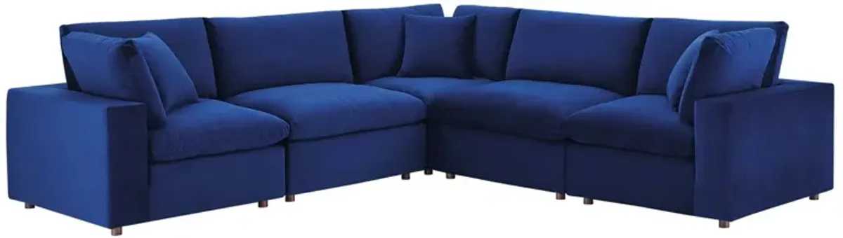 Commix Down Filled Overstuffed Performance Velvet 5-Piece Sectional Sofa