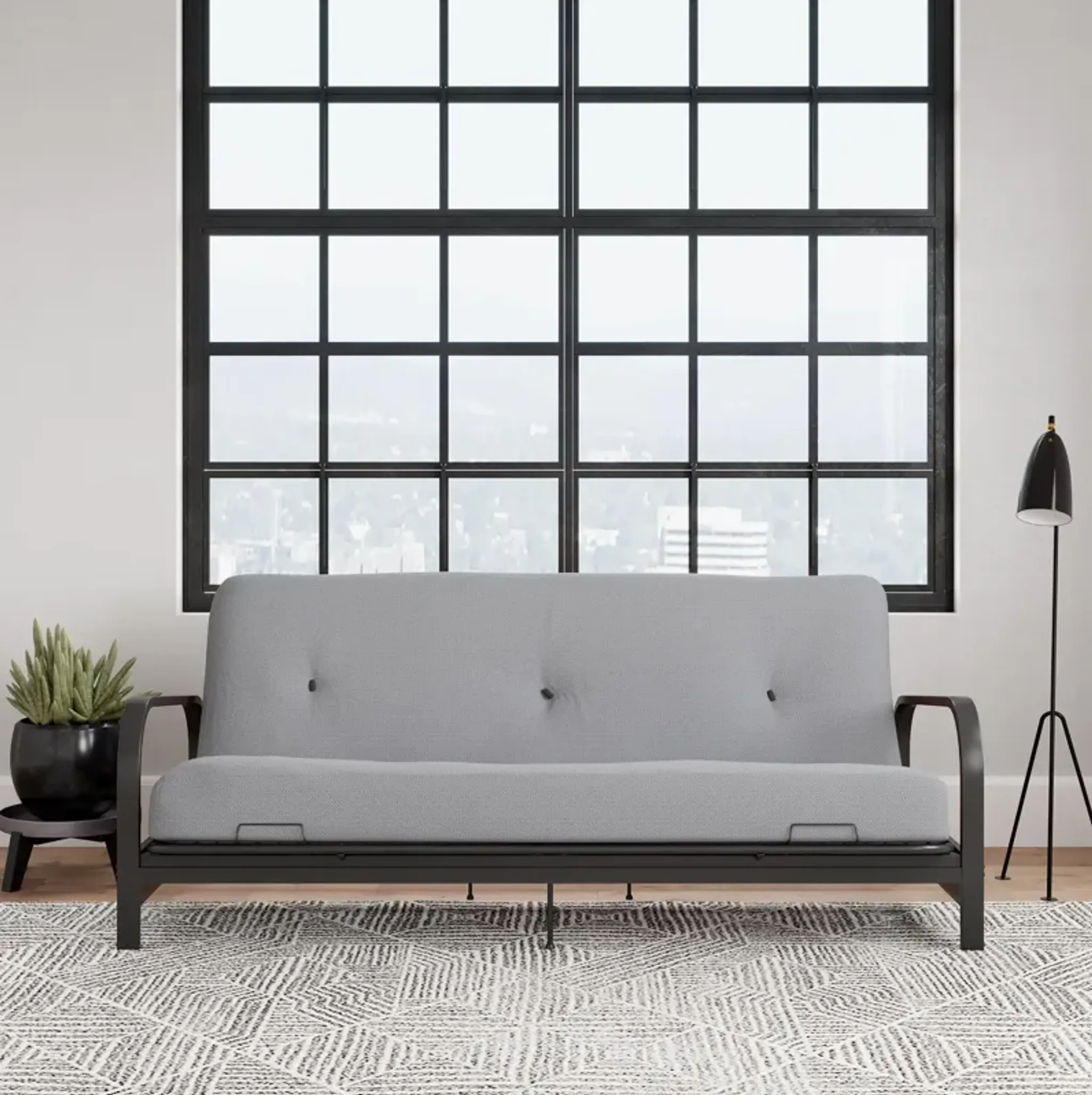 Atwater Living Max Black Metal Arm Full Size Futon Frame With 6 ...