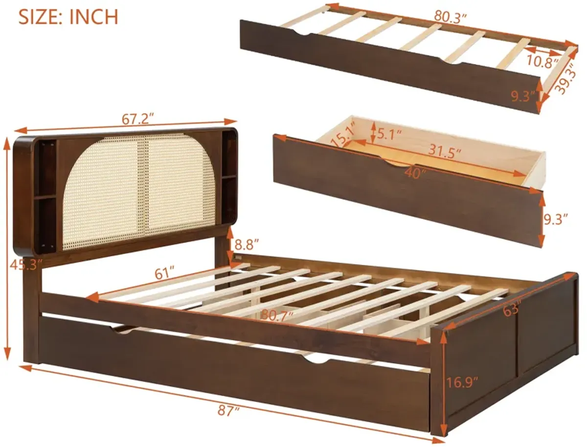 Merax Platform Bed with 2 Drawers and Trundle